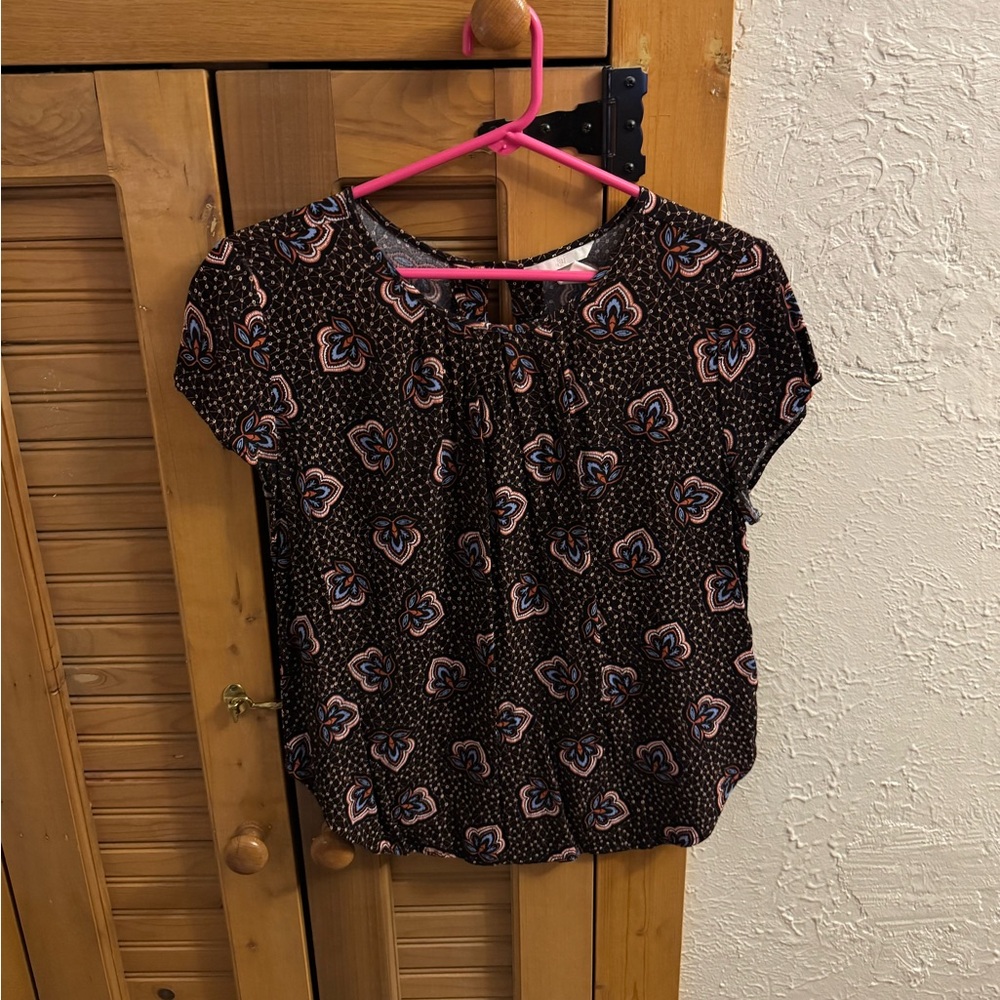 Women’s H&M Black and Blue Floral Blouse